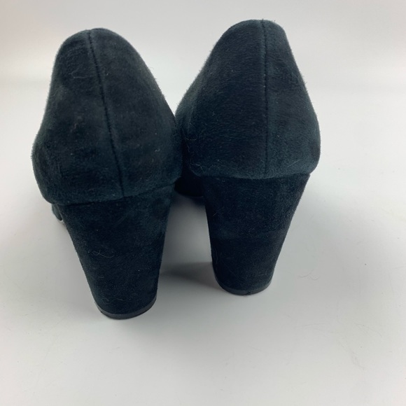 SOHO LAB Black Suede Peep Toe Heels Pinup Sz 8 - Picture 5 of 7